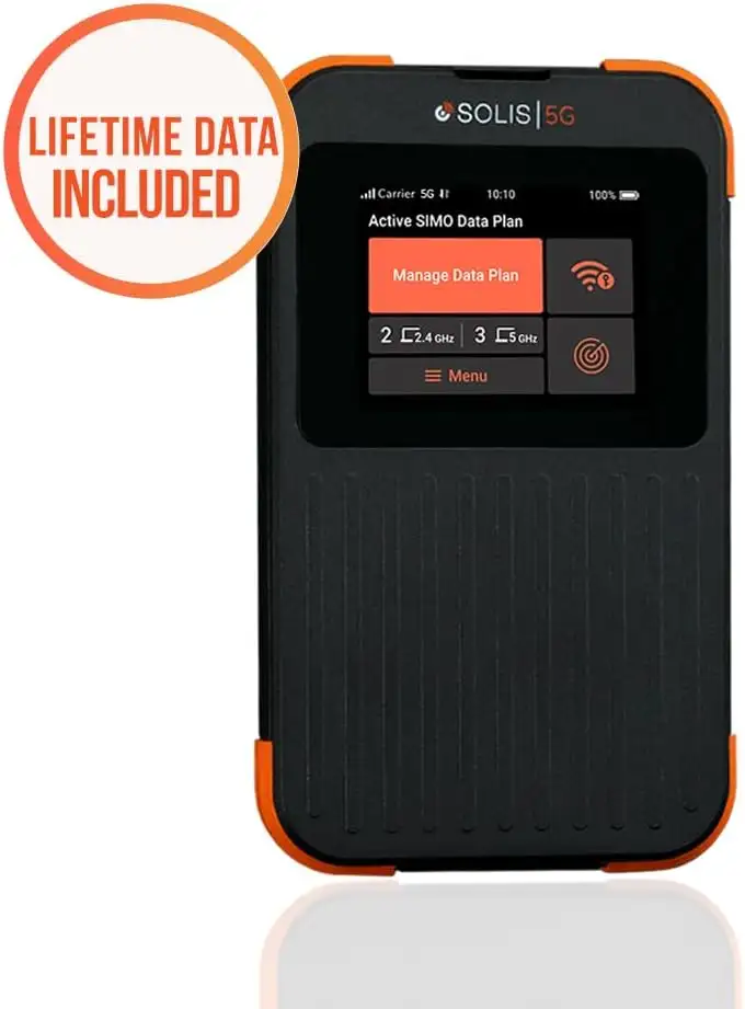 SIMO Solis 5G WiFi, No Contract or SIM Card Required, 16 Connected Devices, 1GBMonth Lifetime Data - 51FTUG1